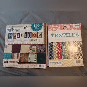 1 Heirloom and 1 Textiles Paper Stack Set Scrapbook And Junk Journaling Paper
